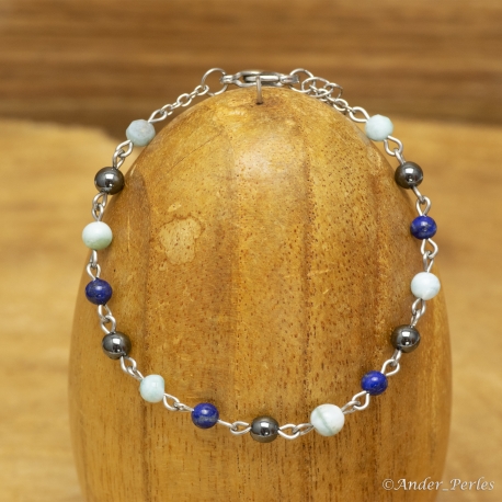 Bracelet Chaîne Hématite Lapis-Lazuli Larimar
