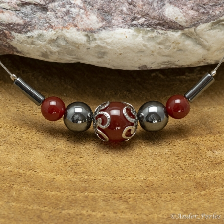 Collier Agate Rouge Argent 925 - L'Atelier d'Amaya