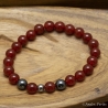 Bracelet Extensible en Agate Rouge & Hématite