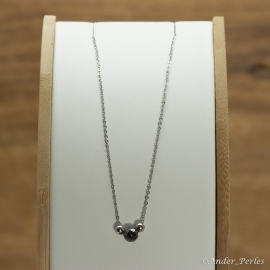 Collier Chaîne en Inox  Hématite Facettée
