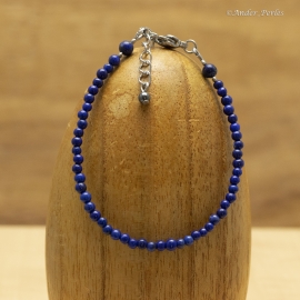 Bracelet Fil en Inox & Enfilade Pierres de Lapis-Lazuli