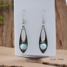 Boucles Oreilles pendant feuille inox et Larimar
