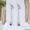 Boucles Oreilles Agate Rouge avec double tiges et hématite facettée