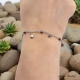 Bracelet Chaîne en Inox avec breloques en Cœur et Etoile avec pierres Hématite facettées