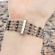 Bracelet Quadruple Chaînes en inox avec pierres d'Hématite et billes inox