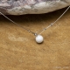 Collier Fil Inox Pierre d'Howlite grosse Pierre ronde