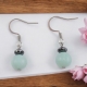 Boucles oreilles avec une pierre de Amazonite surmontée d'une hématite facettée