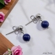 Boucles Oreilles puce en inox ornées d'une pierre de lapis-Lazuli