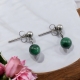 Boucles Oreilles puce en inox ornées d'une pierre de Malachite