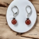 Boucles Oreilles Dormeuse avec pierre Agate Rouge