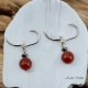 Boucles Oreilles Dormeuse avec pierre Agate Rouge