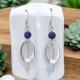 Boucles Oreilles pendant et anneau en losange pierre de Lapis Lazuli