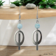 Boucles Oreilles pendant et anneau en losange pierre de Larimar