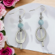 Boucles Oreilles pendant et anneau en losange pierre de Larimar