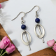 Boucles Oreilles pendant et anneau en losange pierre de Lapis Lazuli