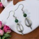 Boucles Oreilles pendant et anneau en losange pierre de Malachite