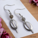 Boucles Oreilles pendant et anneau en losange pierre de Labradorite