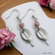 Boucles Oreilles pendant et anneau en losange pierre de Rhodochrosite