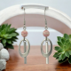 Boucles Oreilles pendant et anneau en losange pierre de Rhodochrosite