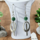 Boucles Oreilles pendant et anneau en losange pierre de Malachite