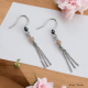 Boucles Oreilles triple chaines ornées de pierre d'Hématite et Pierre de Soleil