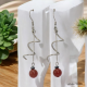 Boucles Oreilles Torsade inox ornées d'Agate Rouge