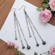 Boucles Oreilles Triple Chaines en Inox ornées de pierres d'Hématite