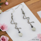 Boucles Oreilles Torsade inox ornées d'Howlite