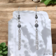 Boucles Oreilles triple chaines ornées de pierres d'Hématite