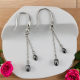 Boucles Oreilles double chaines inox ornées de deux pierres d'hématite