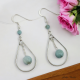 Boucles oreilles losange et chaine en argent 925 ornées de pierres de Larimar