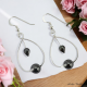 Boucles oreilles forme de cœur en argent 925 ornées de pierres d'Hématite