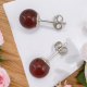 Boucles oreilles puce en argent 925 ornées d'une pierre d'Agate Rouge