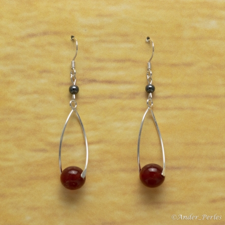 Boucles d'oreilles Hématite & Agate Rouge