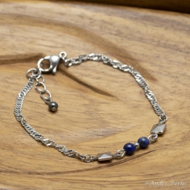 Bracelet Chaîne Lapis Lazuli Carrés Inox